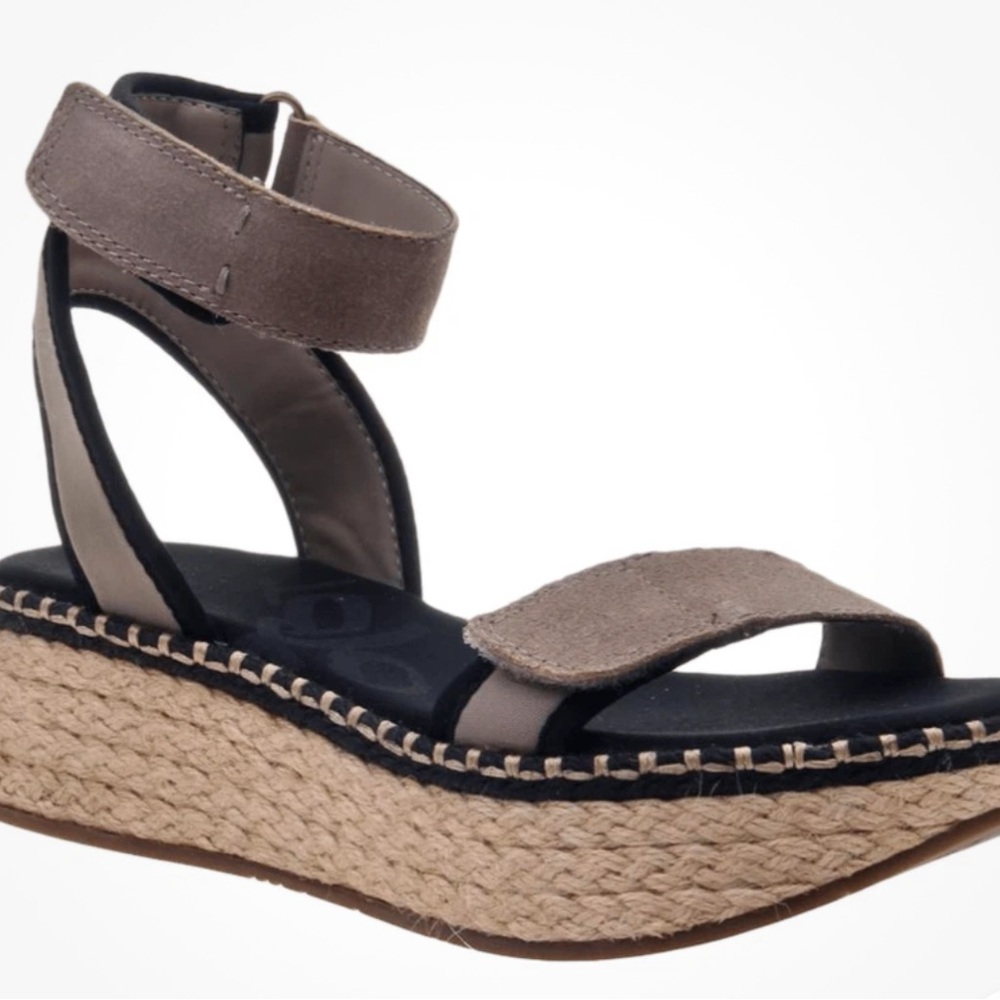Elegant OTBT Espadrille Wedge Reflector Sandals - Stone